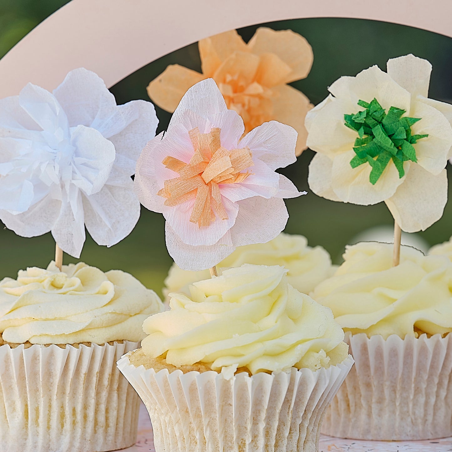 Tissue Paper Flower Cake Toppers