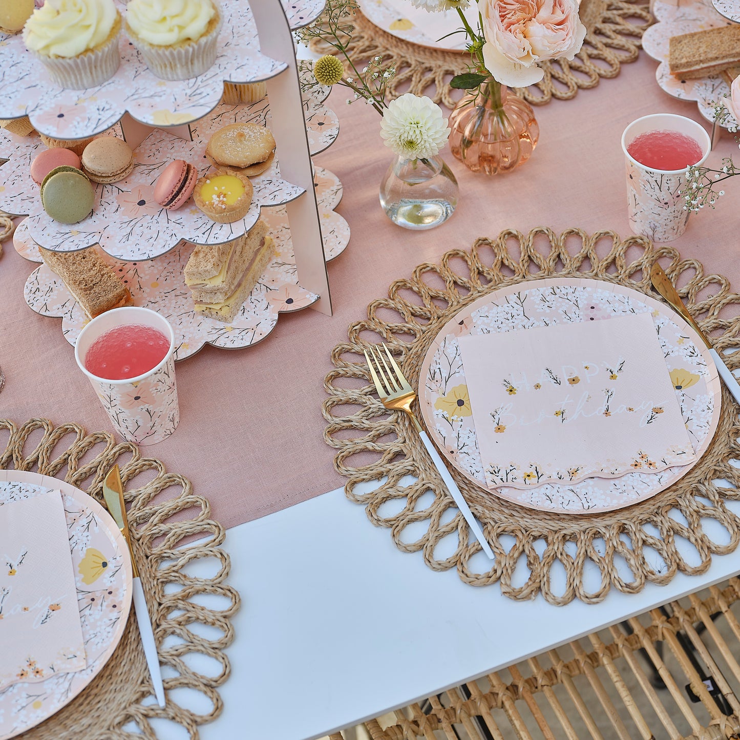 Pink Floral Birthday Napkins