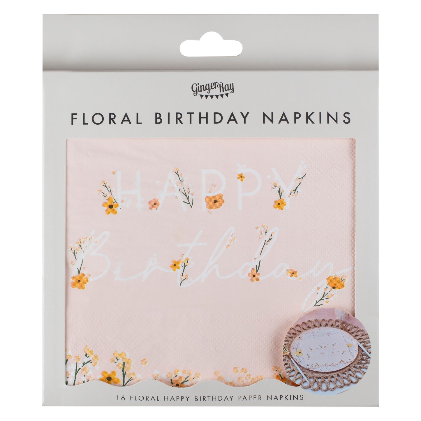 Pink Floral Birthday Napkins