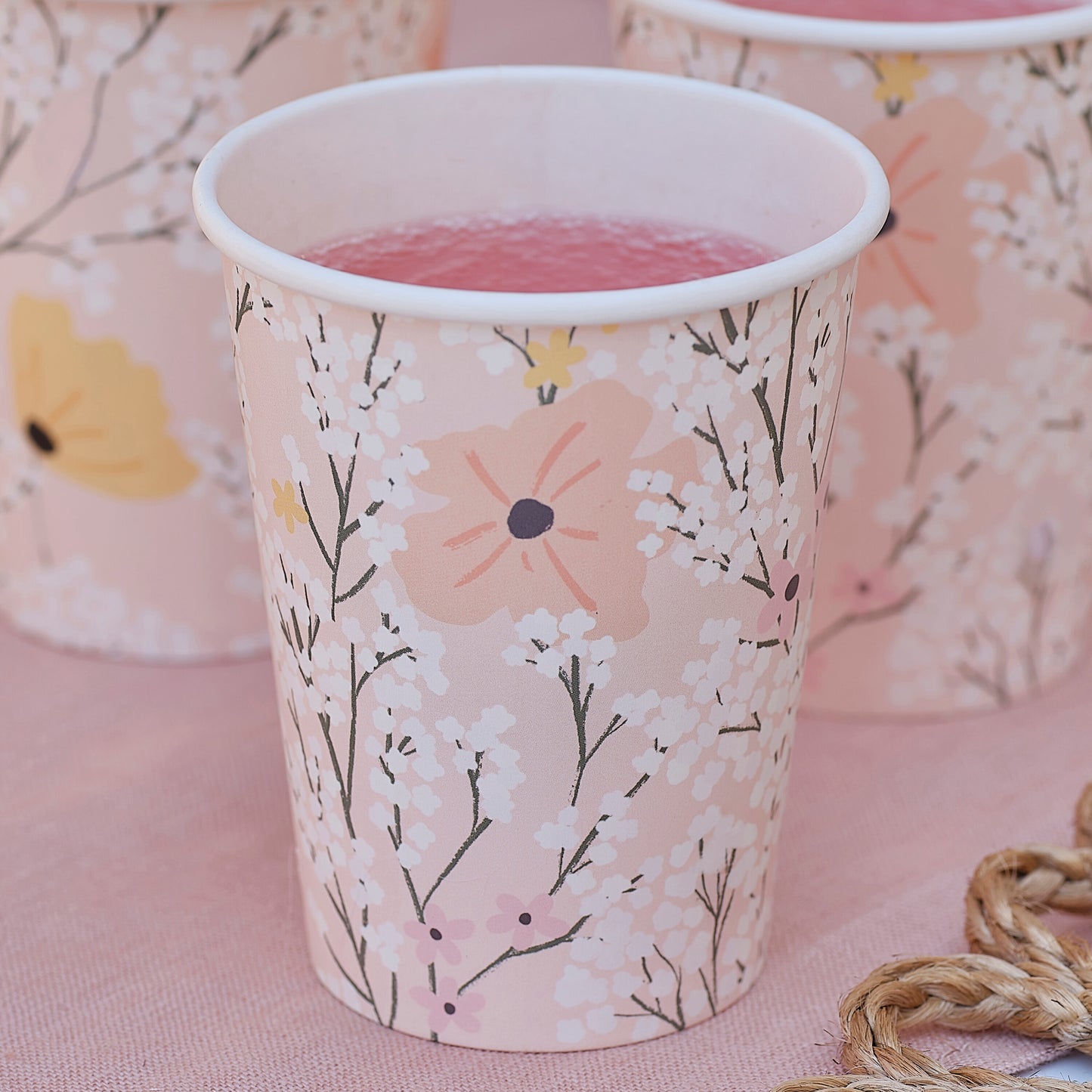 Pink Floral Party Cups