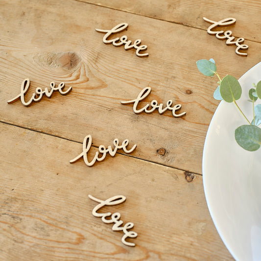 Wooden Love Wedding Table Confetti