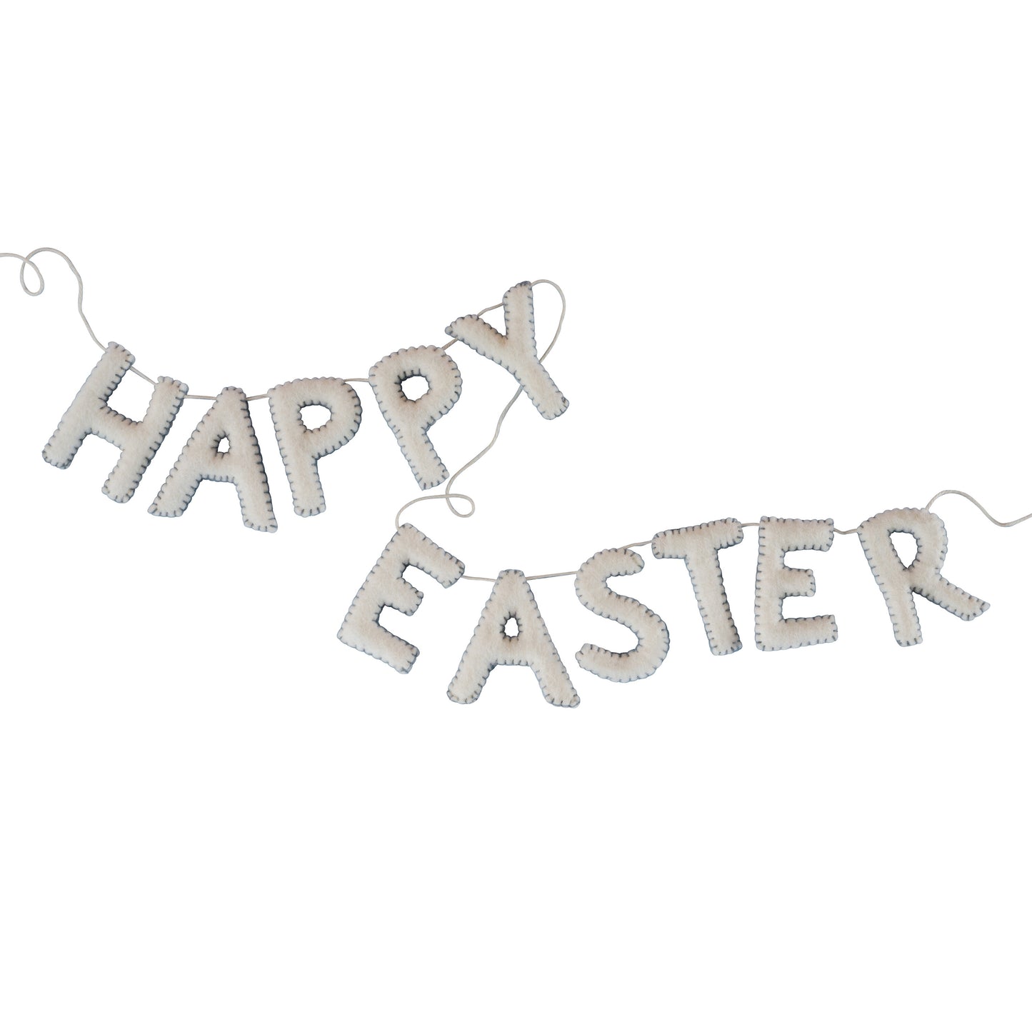 White Felt Happy Easter Bunting