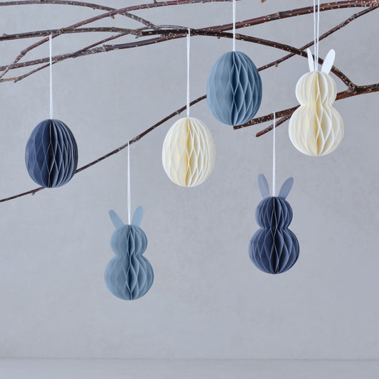 Bunny and Egg Honeycomb Easter Tree Decorations