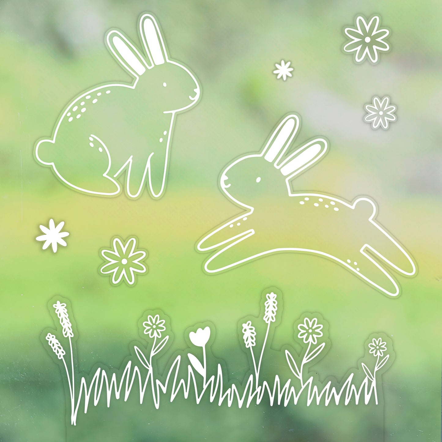 Bunny and Floral Easter Window Stickers