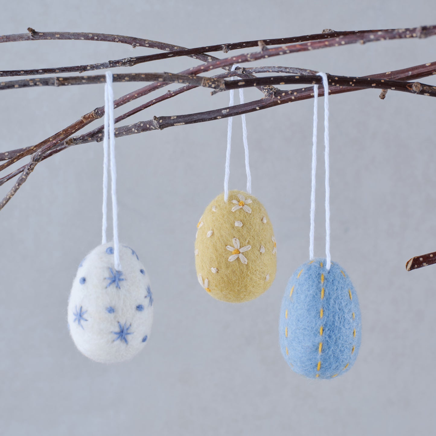 Felt Embroidered Easter Egg Tree Decorations