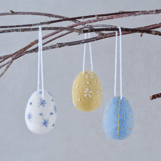 Felt Embroidered Easter Egg Tree Decorations