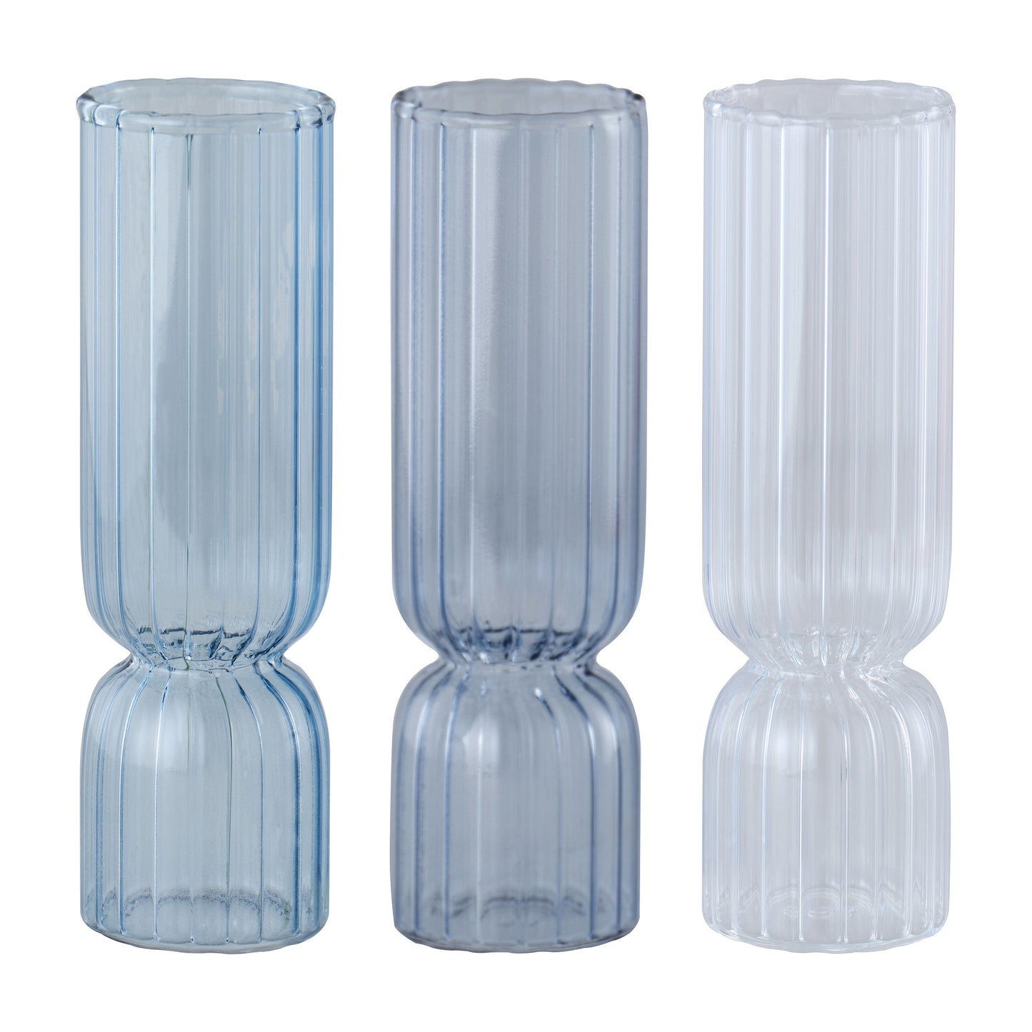 Blue and Clear Glass Bud Vases