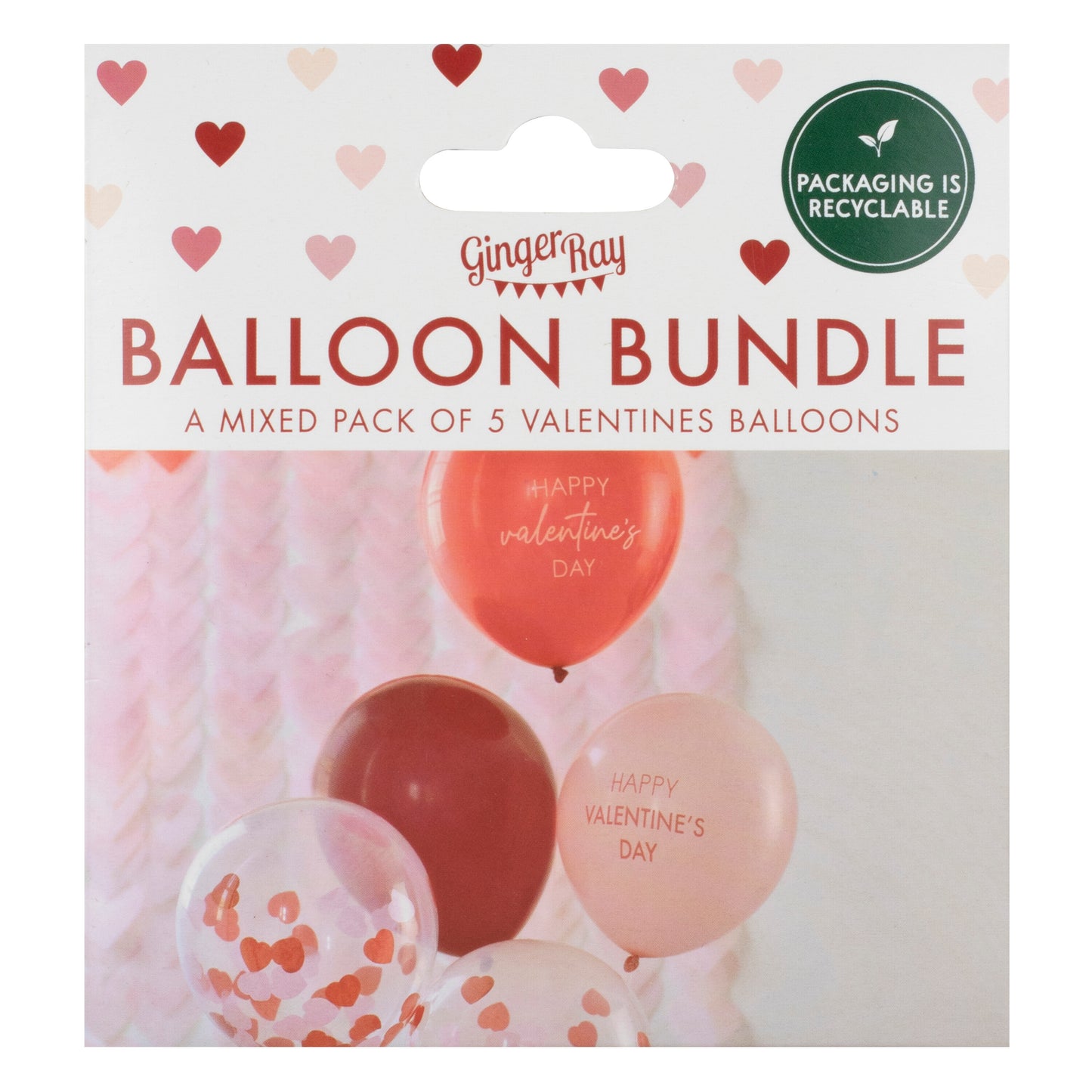 Pink, Red and Confetti Valentines Balloons Bundle