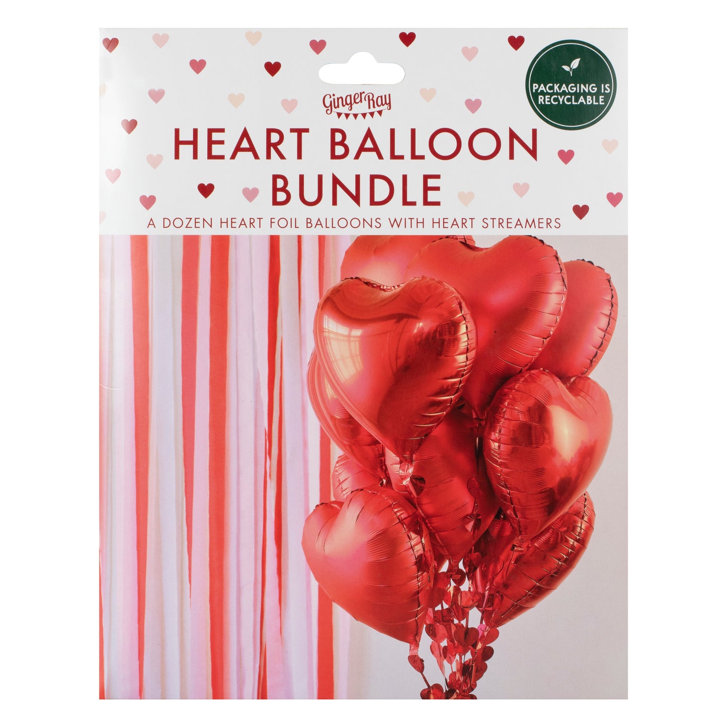 Red Heart Balloons with Heart Streamers