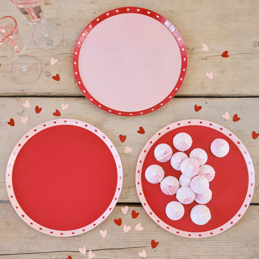 Red and Pink Valentines Heart Plates