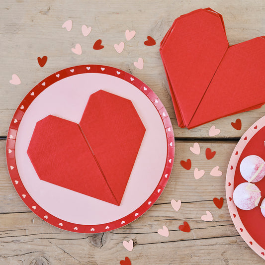 Red Origami Paper Heart Napkins