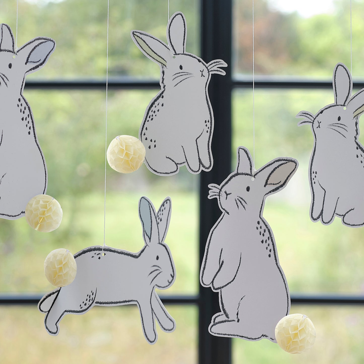 Hanging Easter Bunny Decorations with Honeycomb Tails