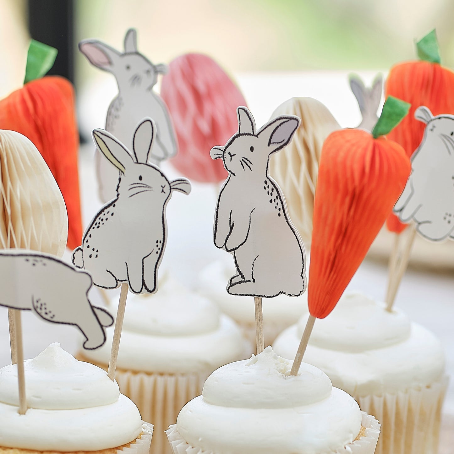 Easter Bunny, Carrot & Egg Cupcake Toppers