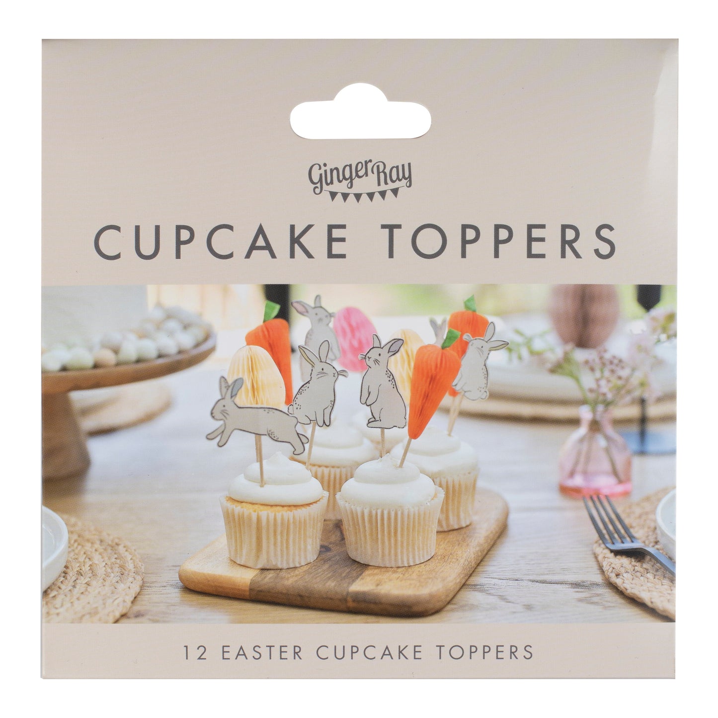 Easter Bunny, Carrot & Egg Cupcake Toppers