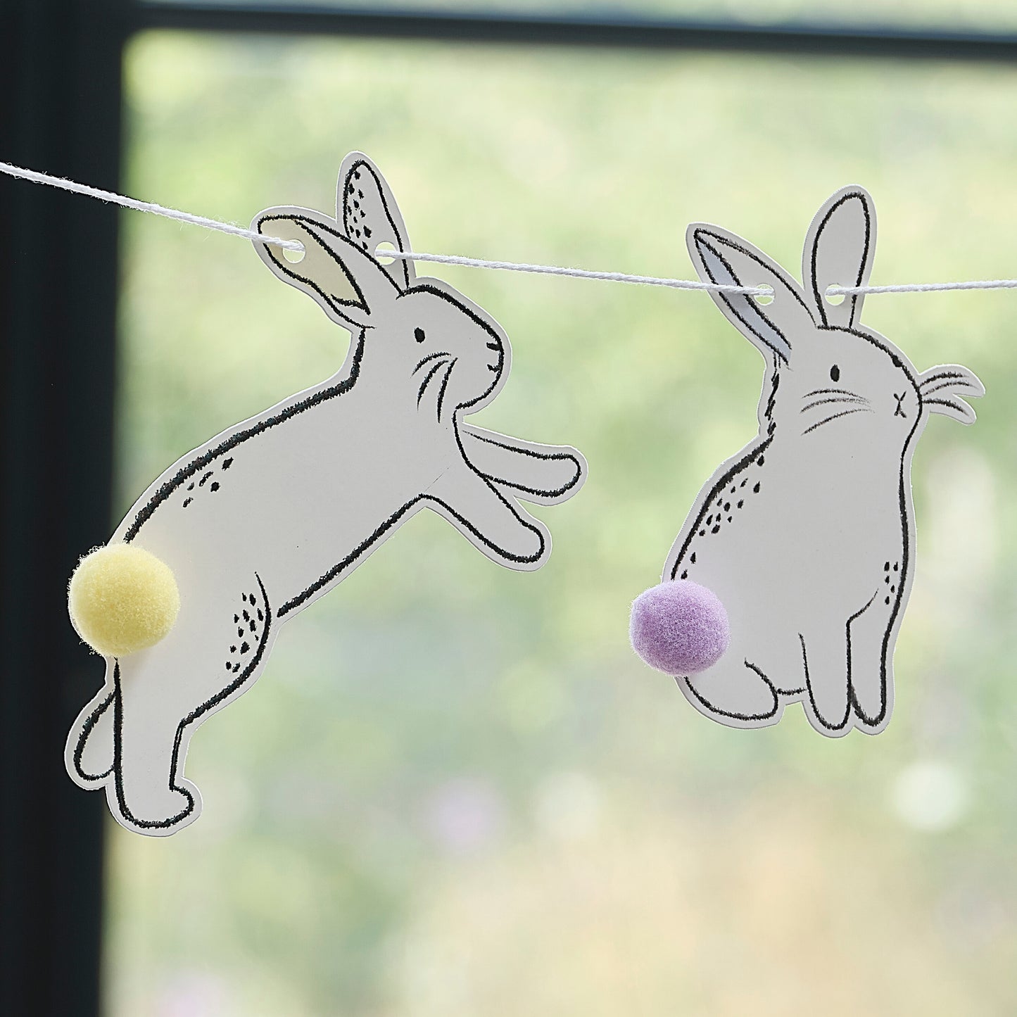 Easter Bunny Bunting with Pom-Pom Tails