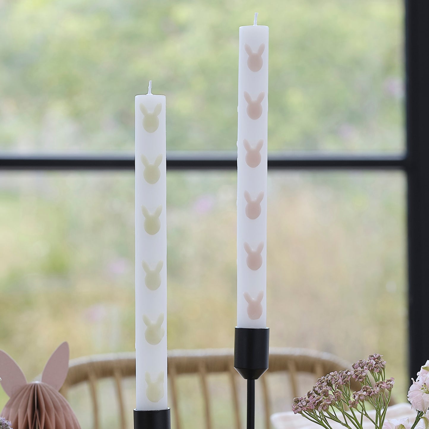 Easter Bunny Candles & Candle Holder Set