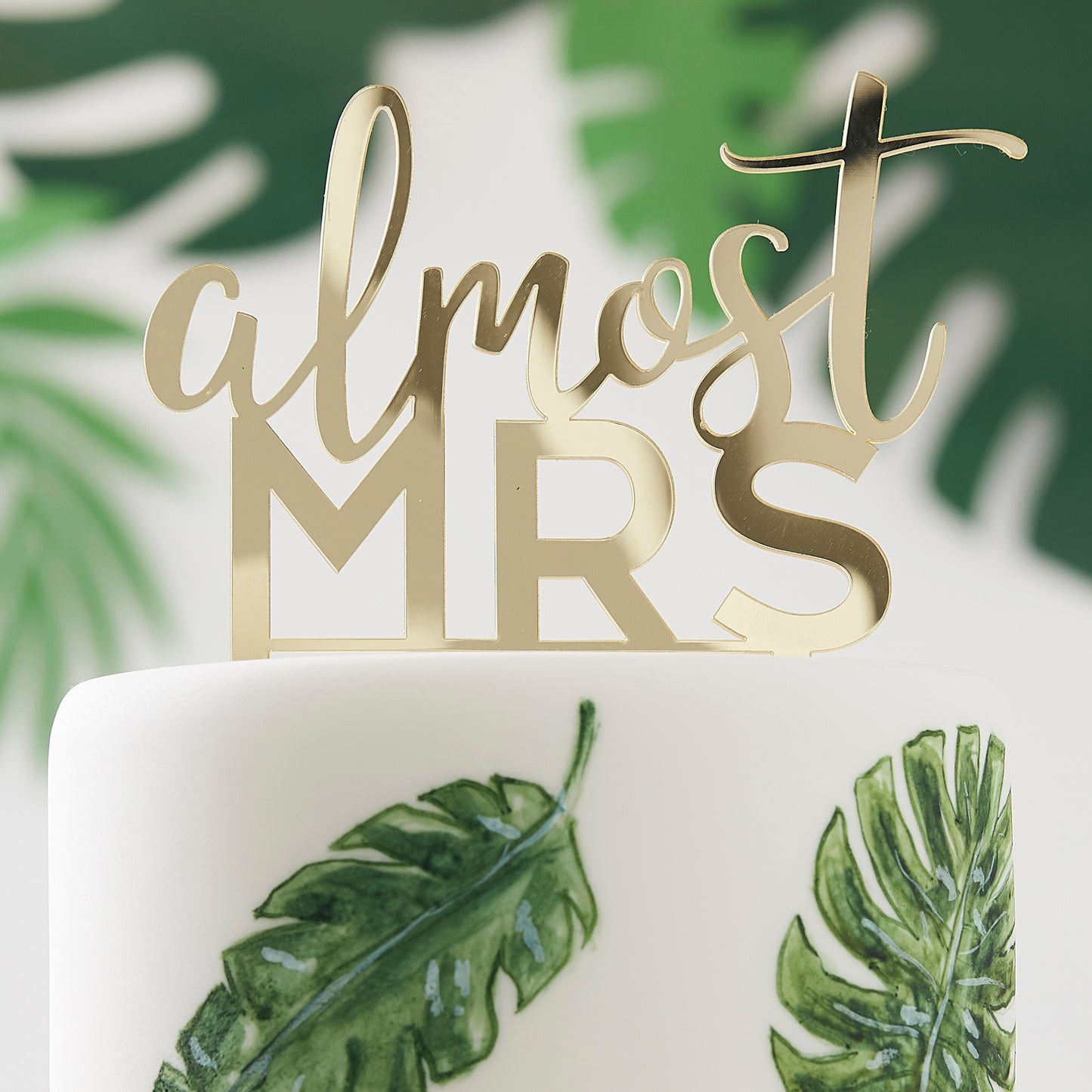 Gold Acrylic Almost Mrs Cake Topper