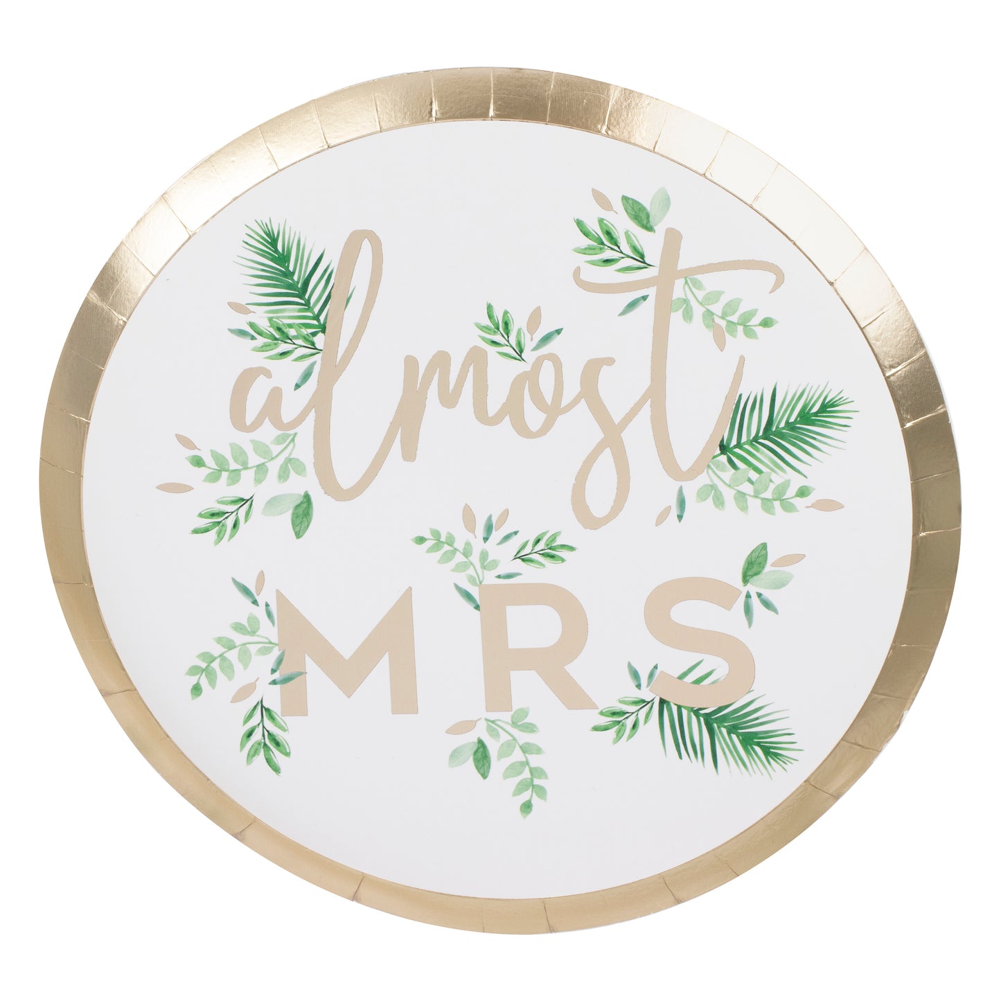 Gold Foiled Almost Mrs Paper Hen Party Plates