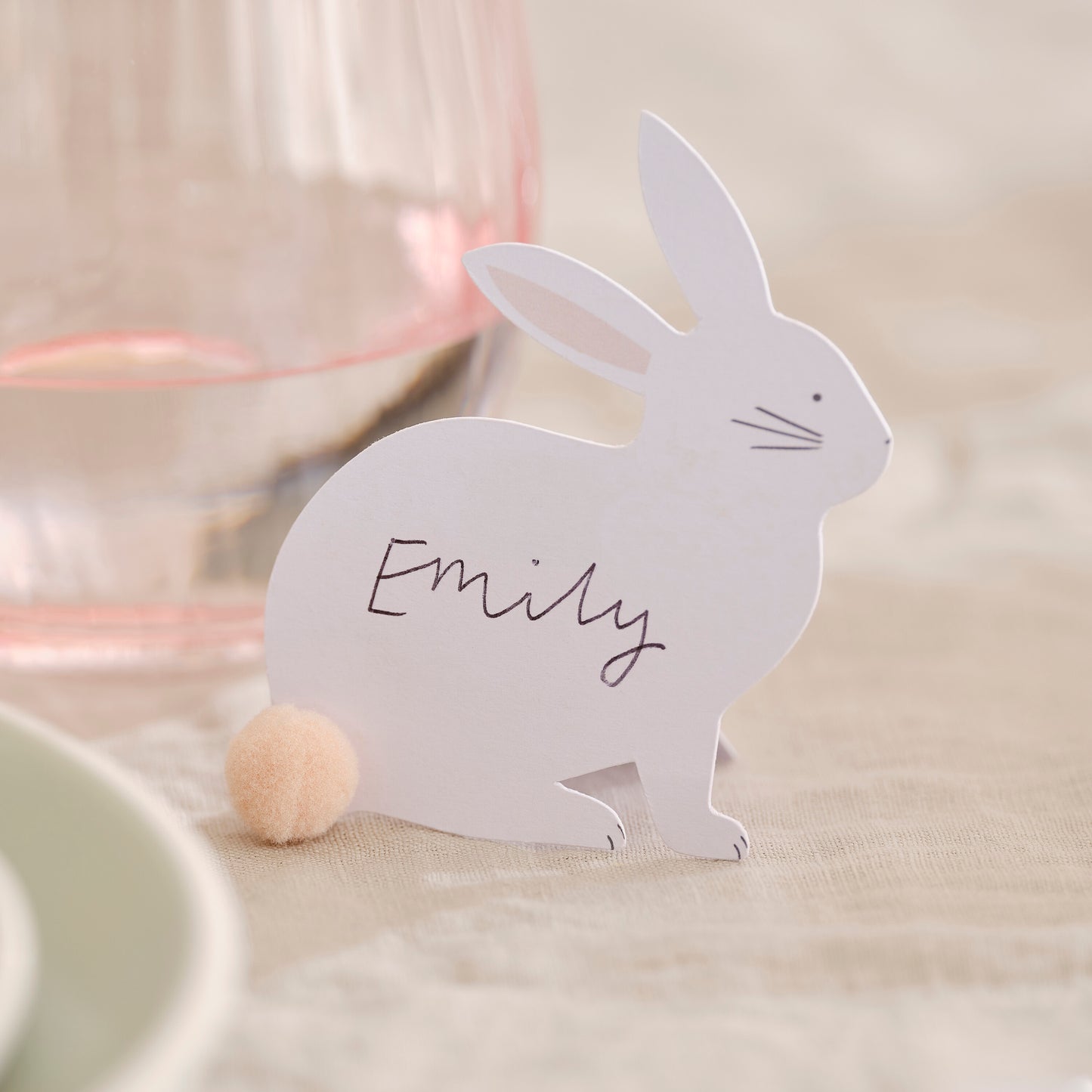 Easter Bunny Place Cards with Pom Pom Tails