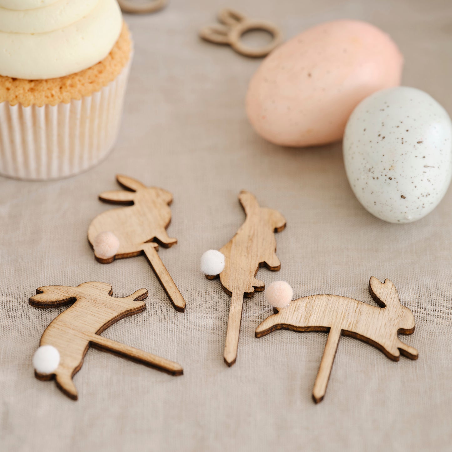 Wooden Easter Bunny Cupcake Toppers