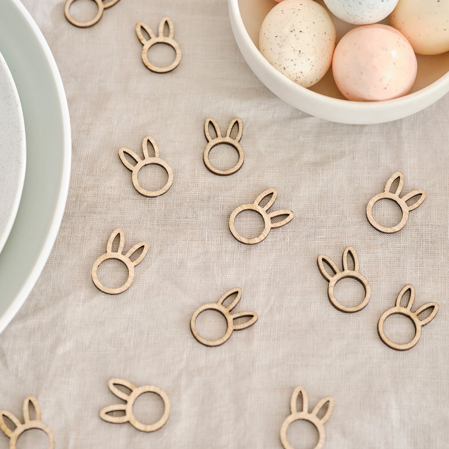 Wooden Easter Bunny Table Confetti