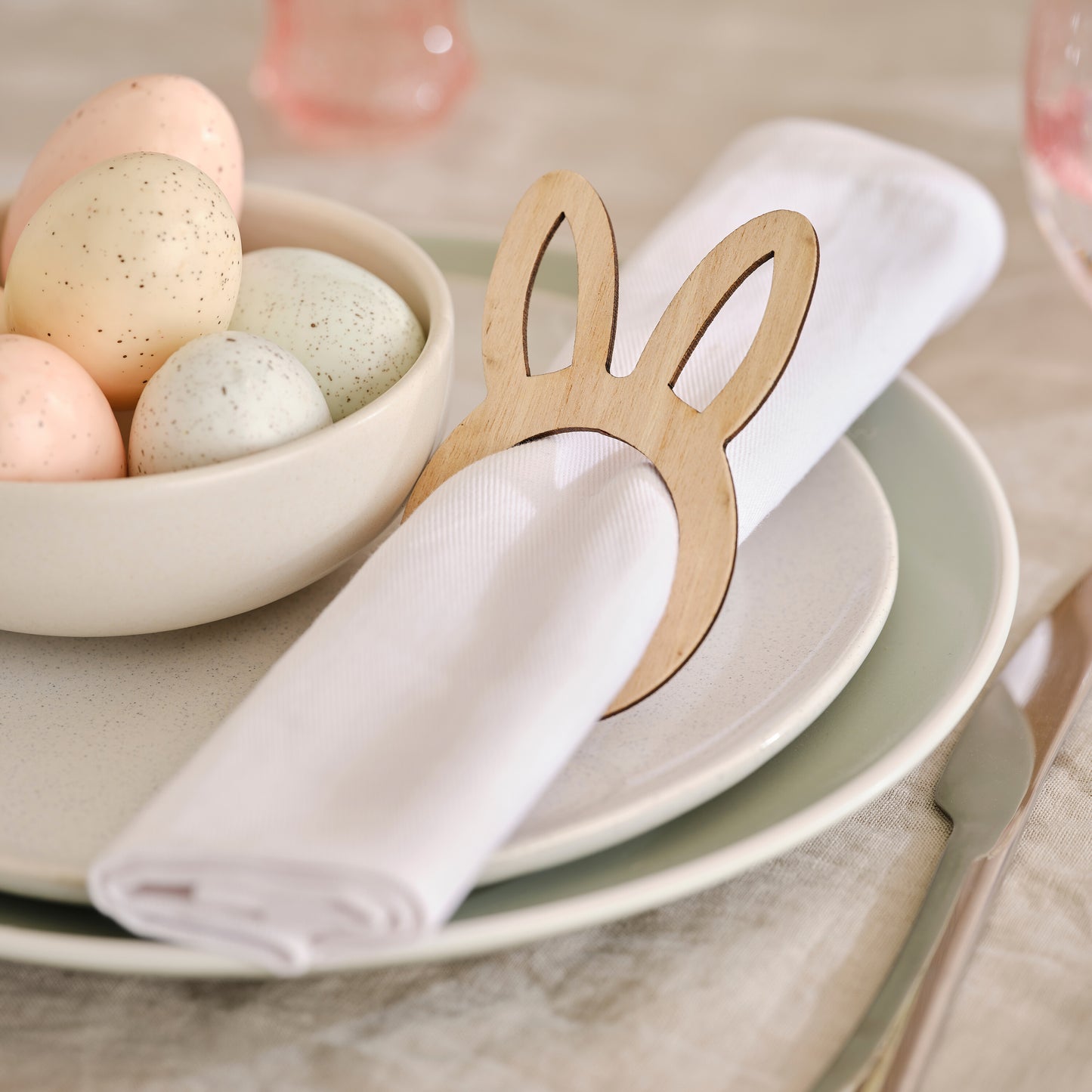 Wooden Bunny Easter Napkin Rings