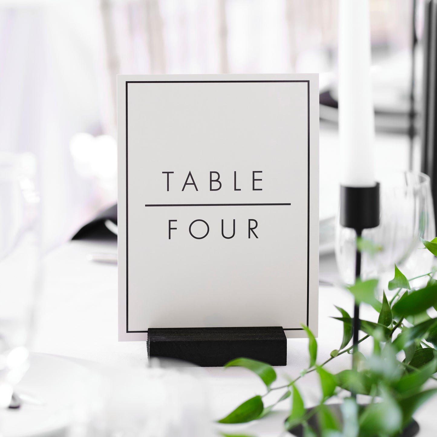 Black & White Wedding Table Numbers Holders & Cards