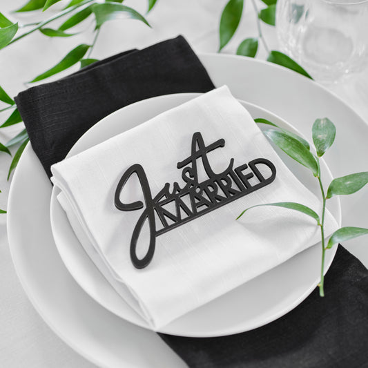 Black Wooden Just Married Table Sign