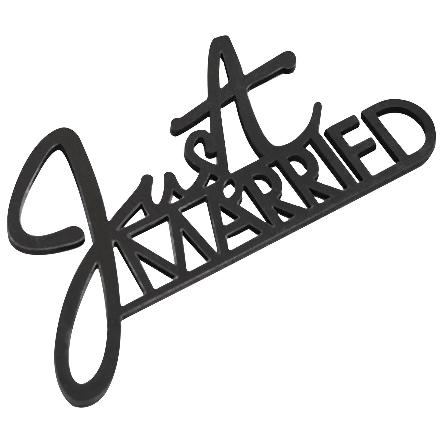 Black Wooden Just Married Table Sign