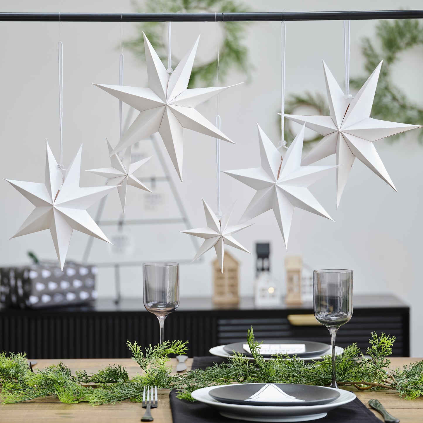 White Paper Stars Hanging Christmas Decoration