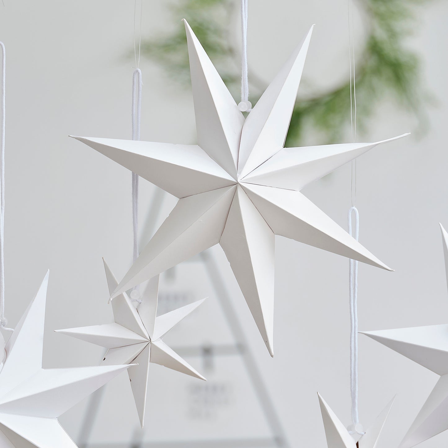 White Paper Stars Hanging Christmas Decoration