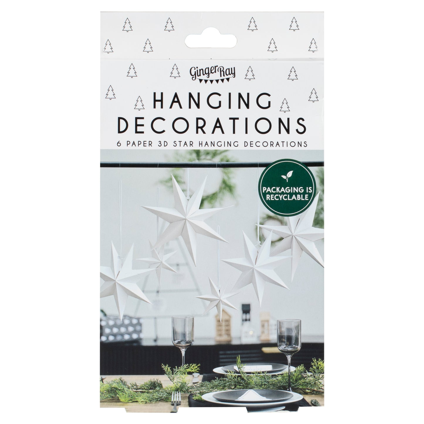 White Paper Stars Hanging Christmas Decoration