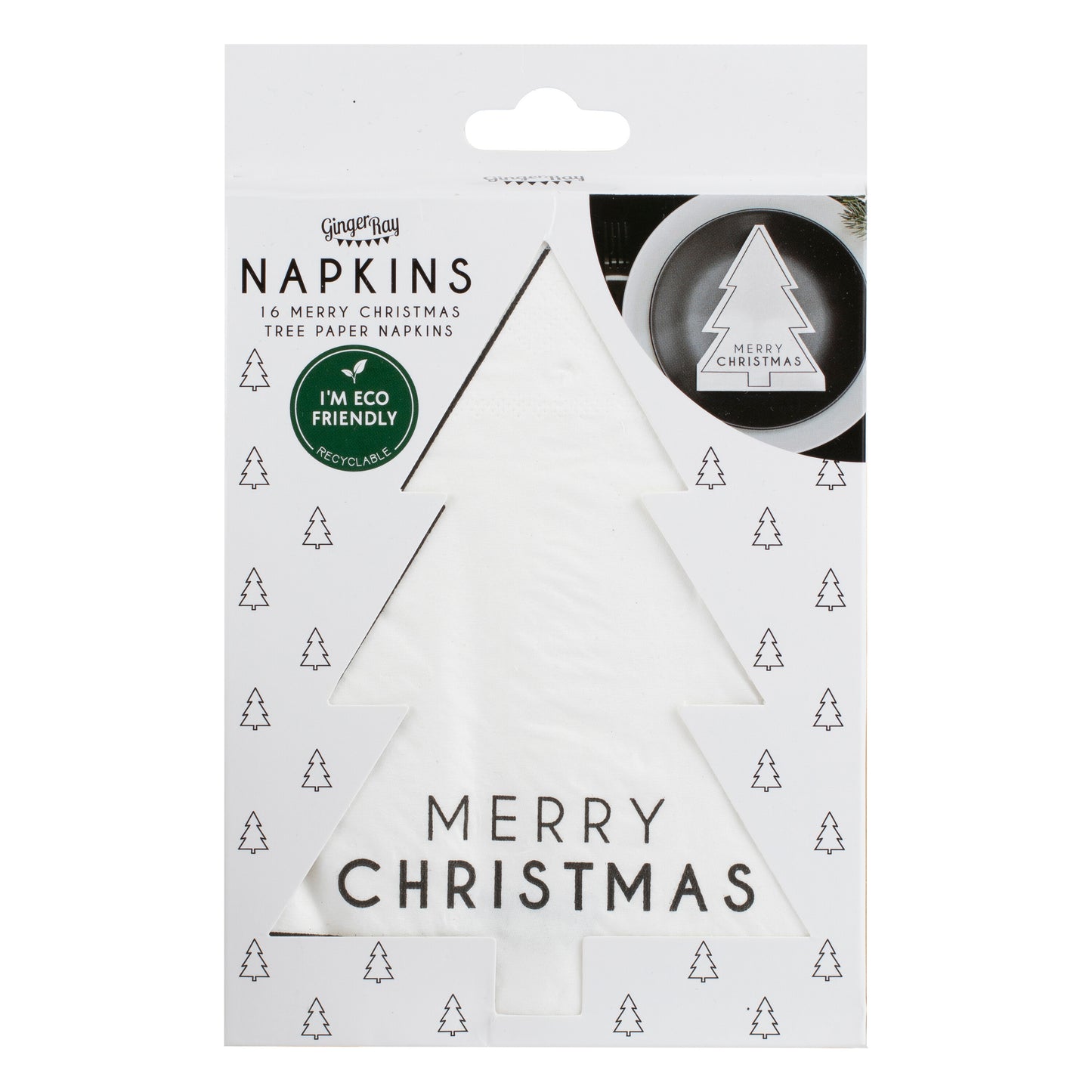Black and White Merry Christmas Napkins