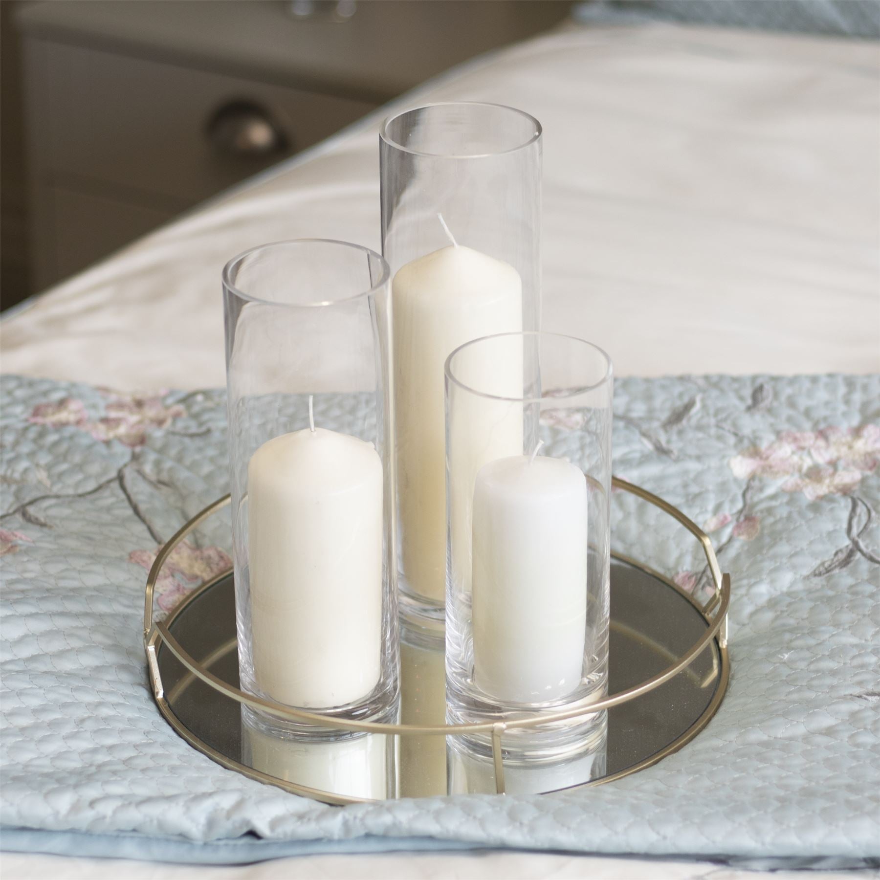 Glass Candle Cylinders - Set of 3 | M&W	