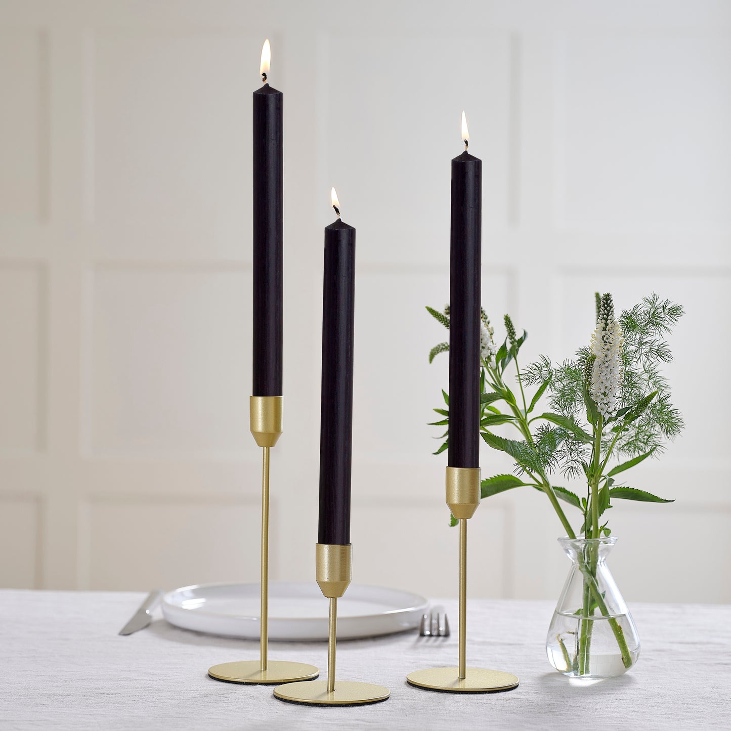 Black Straight Dinner Candles