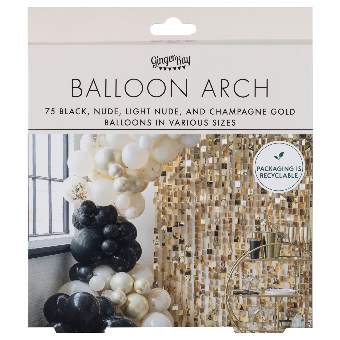 Black, Nude and Champagne Gold Balloon Arch