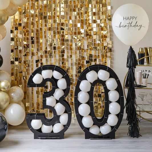 Black 30th Balloon Mosaic Frame Decoration