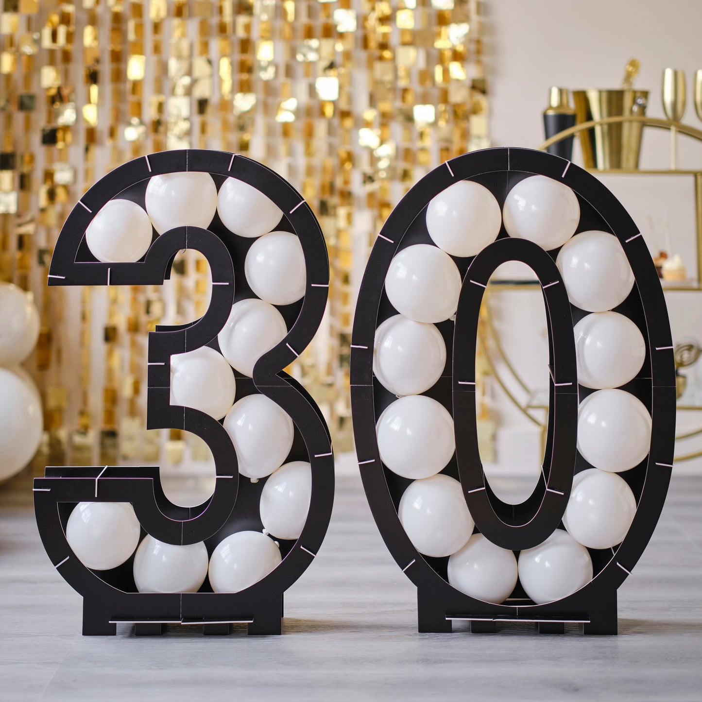 Black 30th Balloon Mosaic Frame Decoration