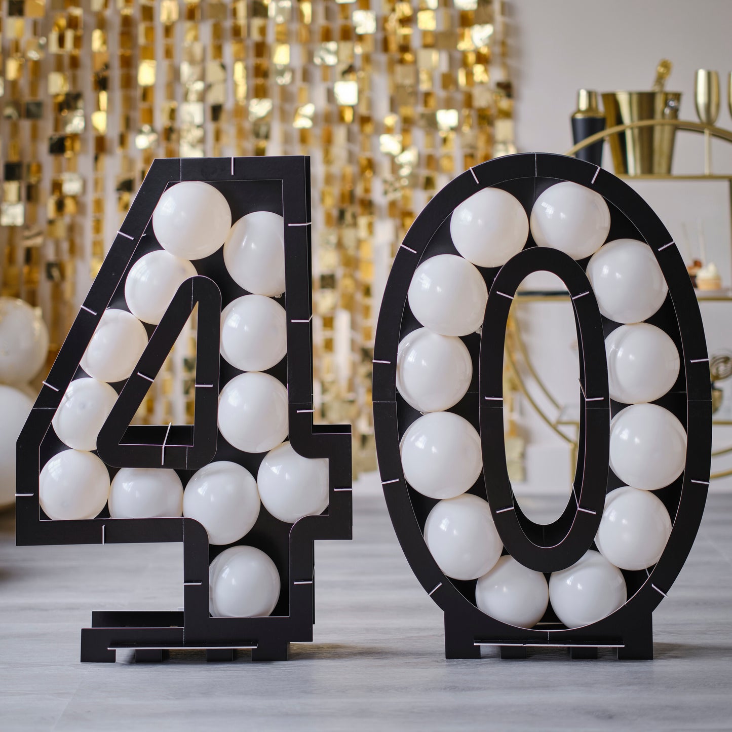Black 40th Balloon Mosaic Frame Decoration