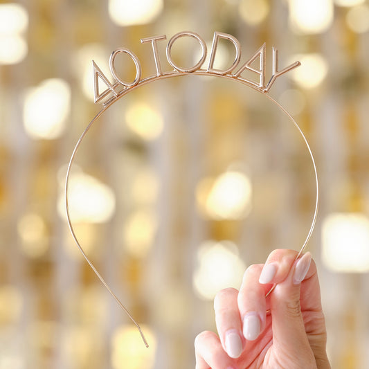 Champagne Gold 40th Birthday Headband