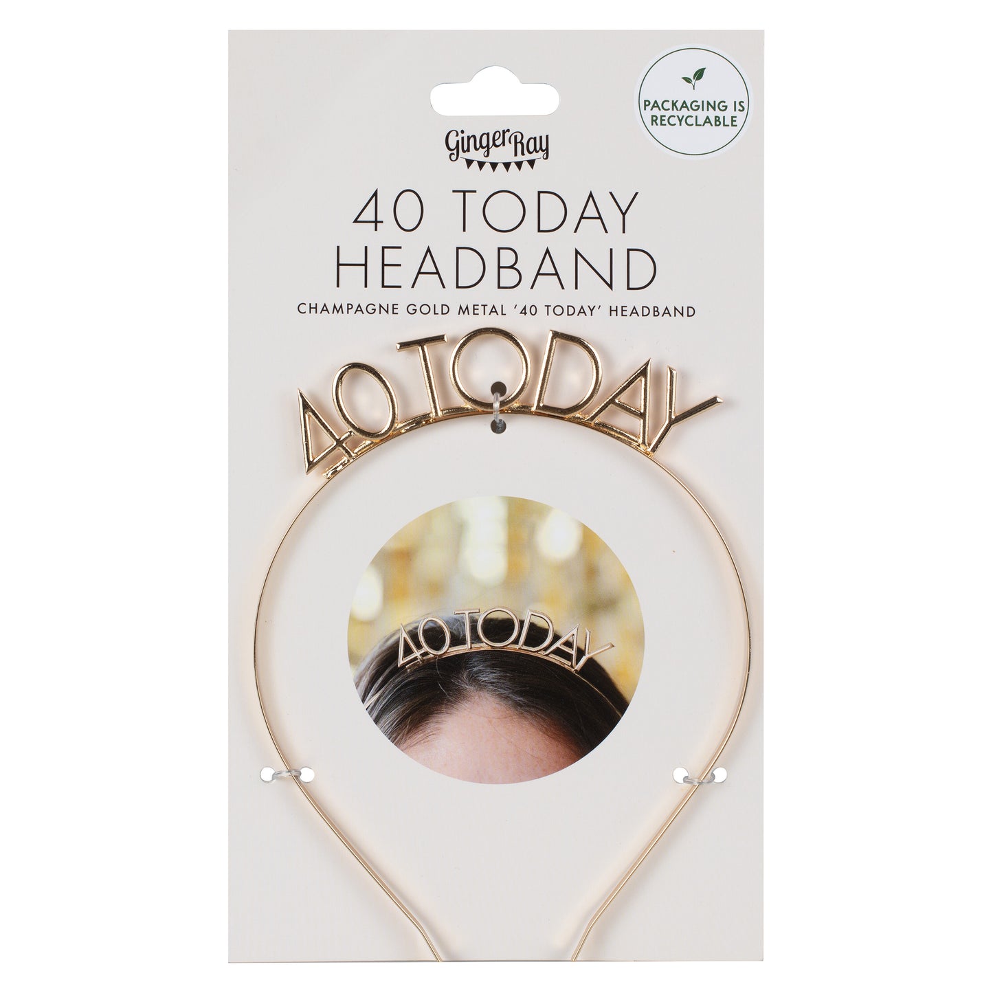 Champagne Gold 40th Birthday Headband