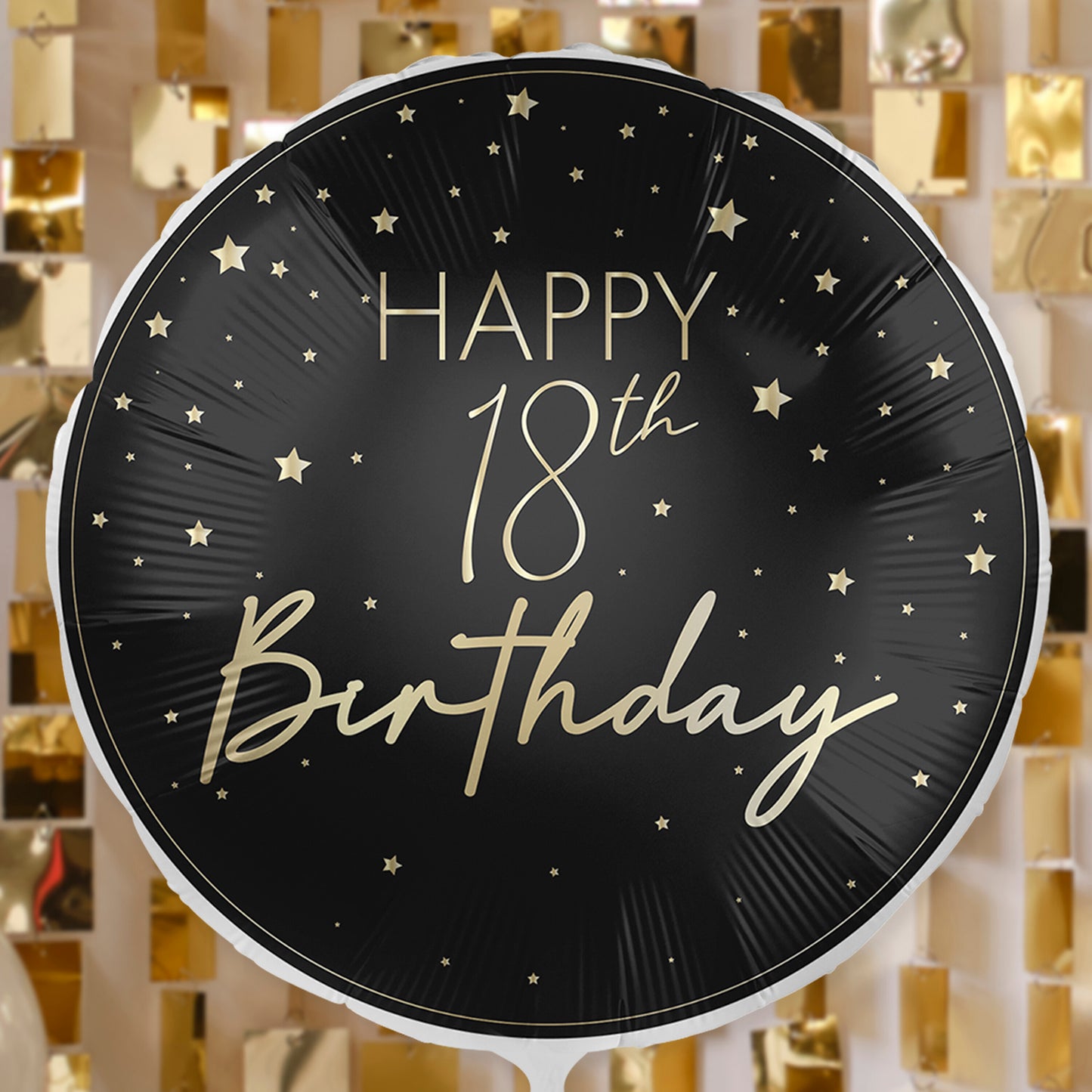 Black & Gold 18th Birthday Helium Balloon Delivered