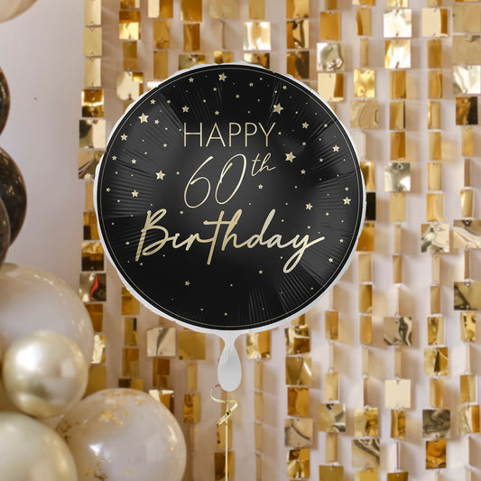 Black & Gold 60th Birthday Balloon