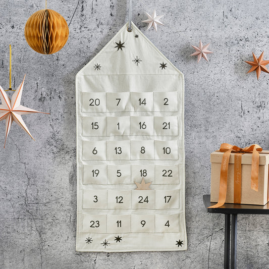 Fill Your Own Fabric Christmas Advent Calendar with Wooden Star