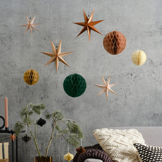Stars and Honeycomb Hanging Christmas Decorations
