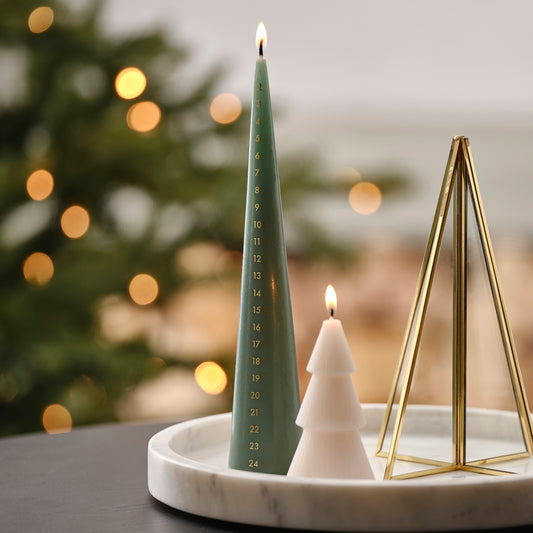 Green and Gold Christmas Advent Calendar Candle