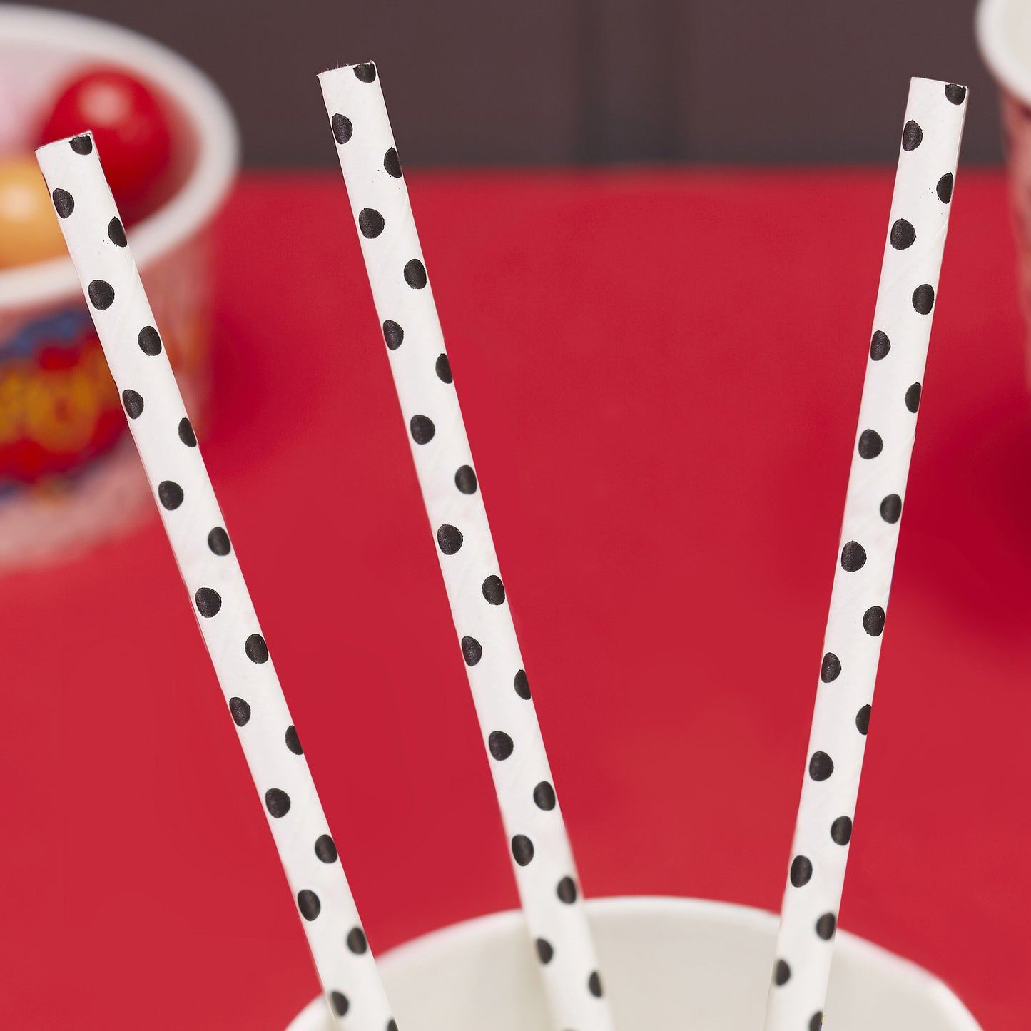 White and Black Polka Dot Comic Superhero Paper Straws