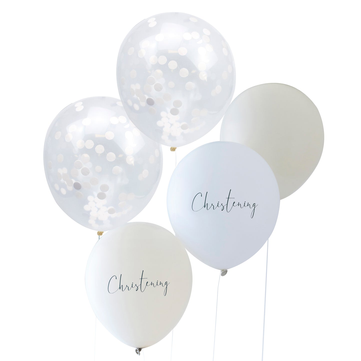 White, Nude and Confetti Christening Balloon Bundle