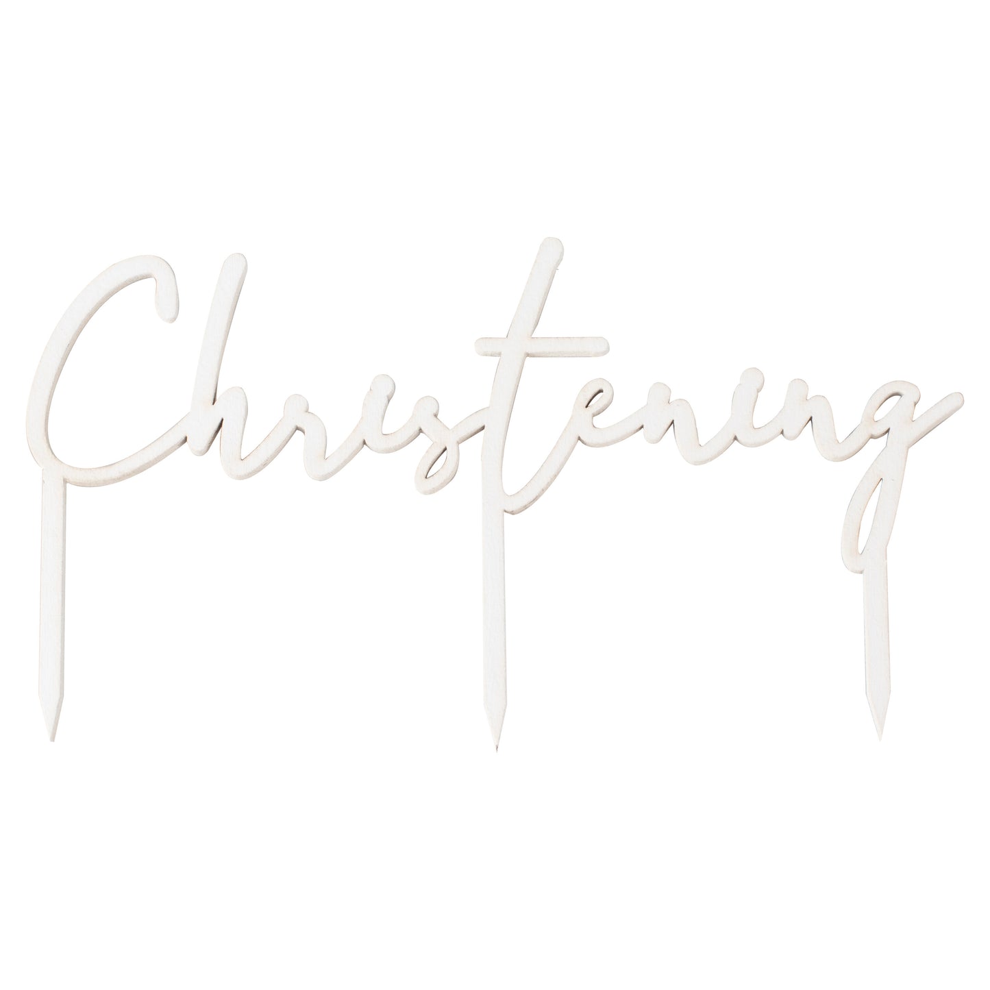 White Wooden Christening Cake Topper