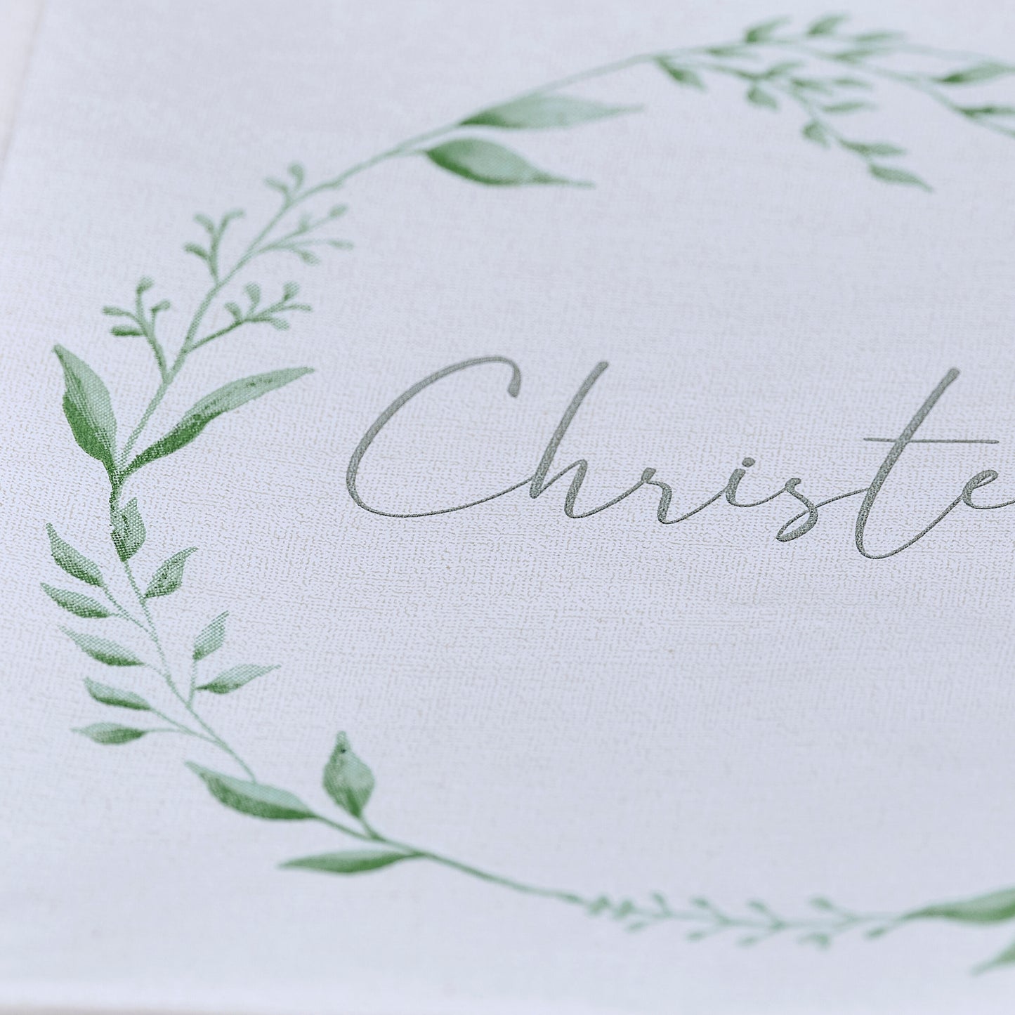 White and Green Christening Paper Napkins